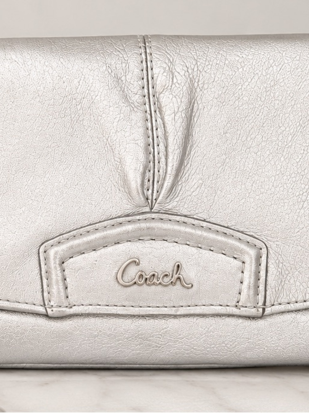 Coach Metallic Silver Wristlet Clutch - Picture 12 of 13